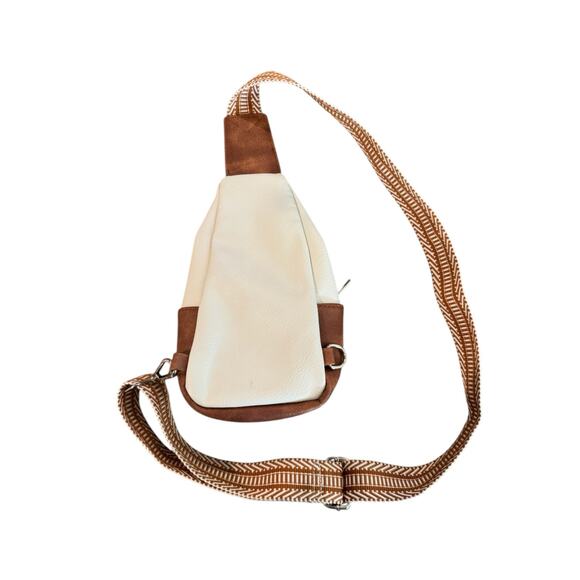 CLUCI Cream & Brown Sling Crossbody Bag with Patterned Strap - Picture 5 of 6